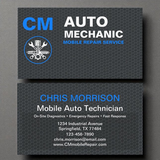 Auto Mobile Mechanic Car Repair Services  Business Card (Creator Uploaded)
