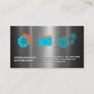 Auto Parts Services Metallic Industrial Business Card