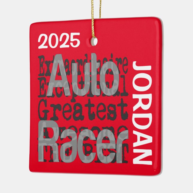 Auto Racer Extraordinaire CUSTOM Ceramic Ornament (Left)