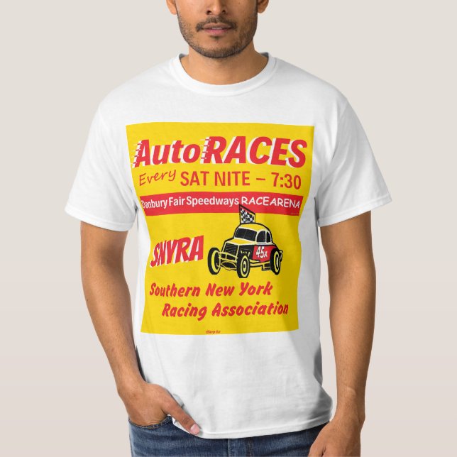 AUTO RACES! Danbury Fair Speedways RACEARENA Logo T-Shirt (Front)