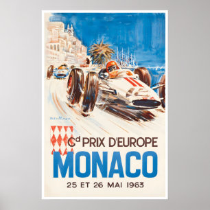 Auto Racing Art Monaco Poster Race Car Print
