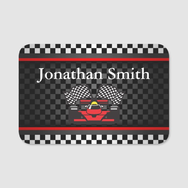 Auto Racing Design Name Tag (Front)
