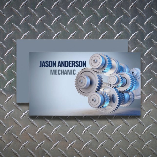 Auto Repair Automotive Industrial Gears Mechanic  Business Card (Auto Repair Automotive Industrial Gears Mechanic Business Card)