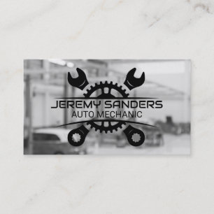 Auto Repair Bay   Mechanic Wrench   Car Service Business Card