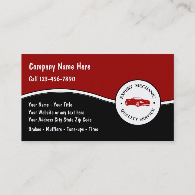 Auto Repair Business Cards (Front)