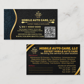 Auto Repair & Car AC Specialist Metal Gold & Black Business Card