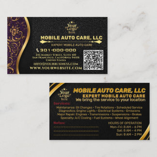 Auto Repair & Car AC Specialist Metal Gold & Black Business Card