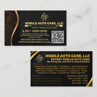 Auto Repair & Car AC Specialist Metal Gold & Black Business Card