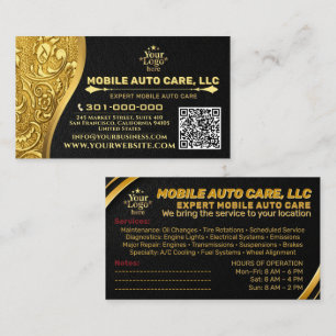 Auto Repair & Car AC Specialist Metal Gold & Black Business Card