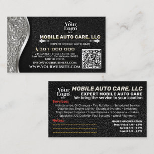 Auto Repair & Car AC Specialist Metal Silver Black Business Card