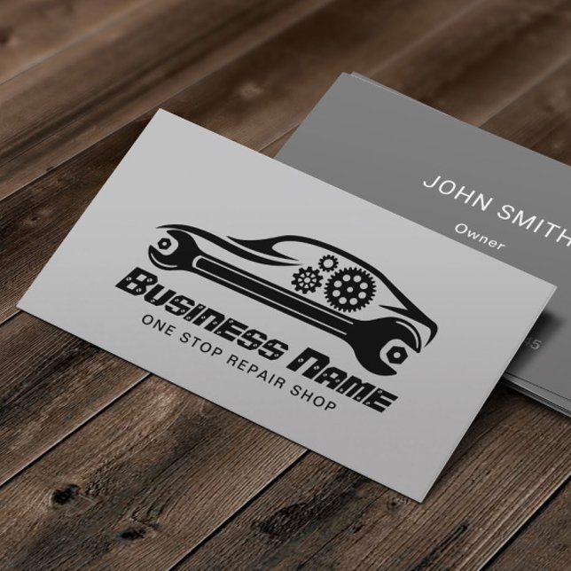 Auto Repair Car & Wrench Automotive Mechanic Business Card (Creator Uploaded)