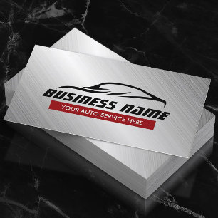 Auto Repair Cool Car Shape Metallic Automotive Business Card
