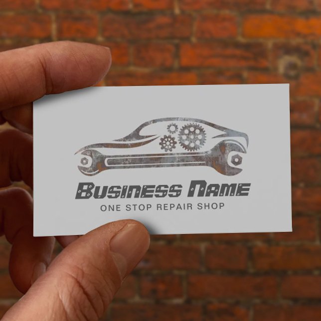 Auto Repair Grunge Car Automotive Mechanic Business Card (Creator Uploaded)