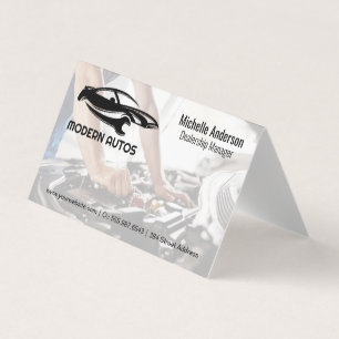 Auto Repair Logo Mechanic Working on Car Business Card