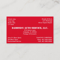 Auto Repair Mechanic Business Card