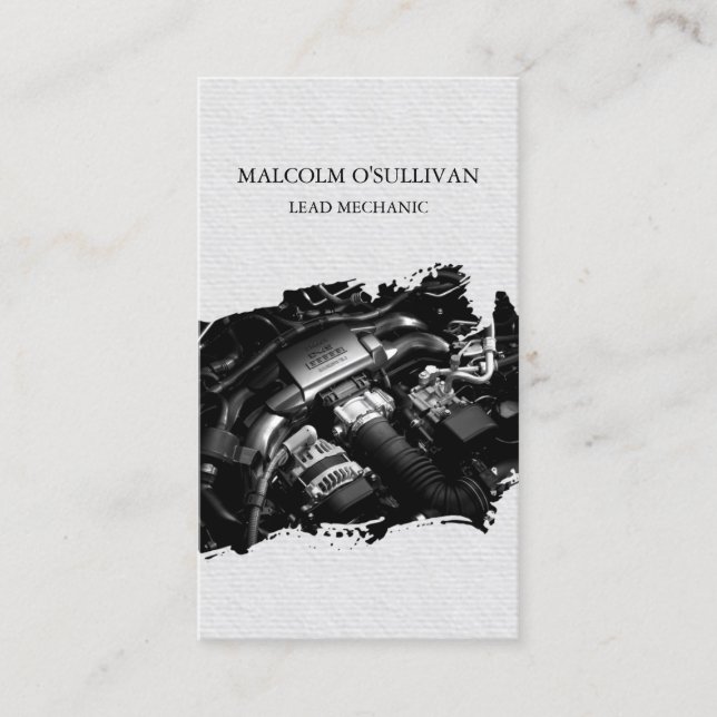 Auto Repair Mechanic Car Engine Business Card (Front)