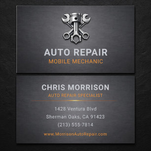 Auto Repair Mechanic Metallic Business Card