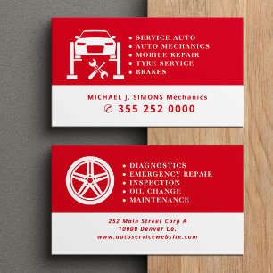 Auto repair professional mobile mechanic service business card
