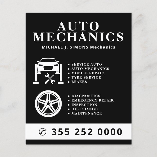 Auto repair professional mobile mechanic service flyer (Front)