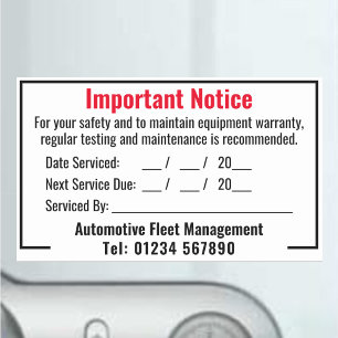 Auto Repair Shop Next Service Due Mileage Reminder Rectangular Sticker