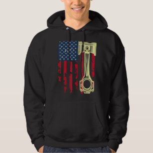 Auto Repairman Car Mechanic Tools Piston USA Flag Hoodie