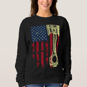 Auto Repairman Car Mechanic Tools Piston USA Flag Sweatshirt