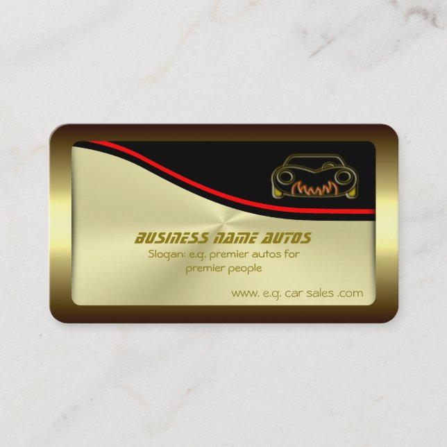 Auto sales - Classic Sportscar Logo on gold-effect Business Card (Front)