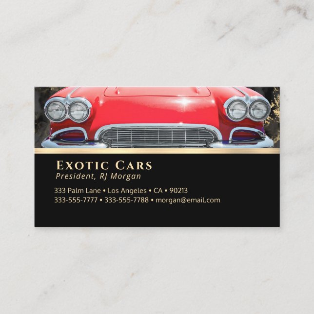 Auto Sales, Exotic Cars Red Sports Car, Your Photo Business Card (Front)