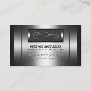 Auto Sales - faux metal, silver auto Business Card