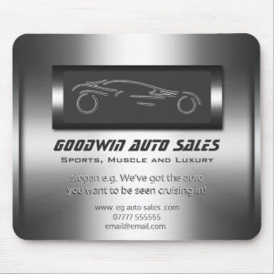 Auto Sales - faux metal, silver auto Showroom Mouse Pad