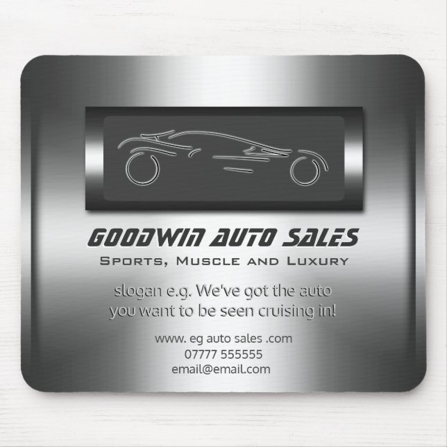 Auto Sales - faux metal, silver auto Showroom Mouse Pad (Front)
