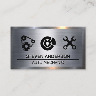 Auto Service Icons   Metal Business Card