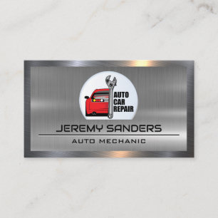 Auto Service Icons   Metal Industrial Background Business Card