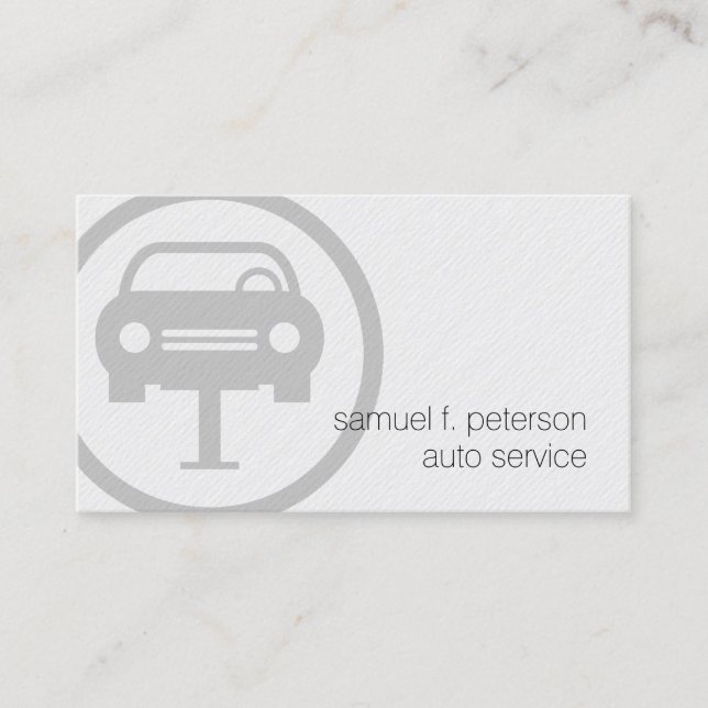 Auto Service Mechanic Bold Icon Paper Texture Business Card (Front)