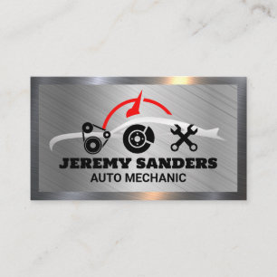 Auto Service Repairs Metallic Background Business Card