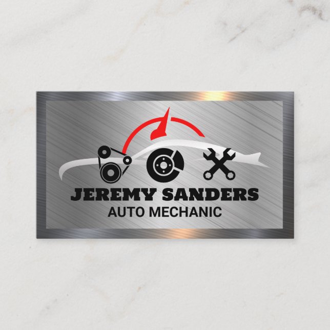 Auto Service Repairs | Metallic Background Business Card (Front)