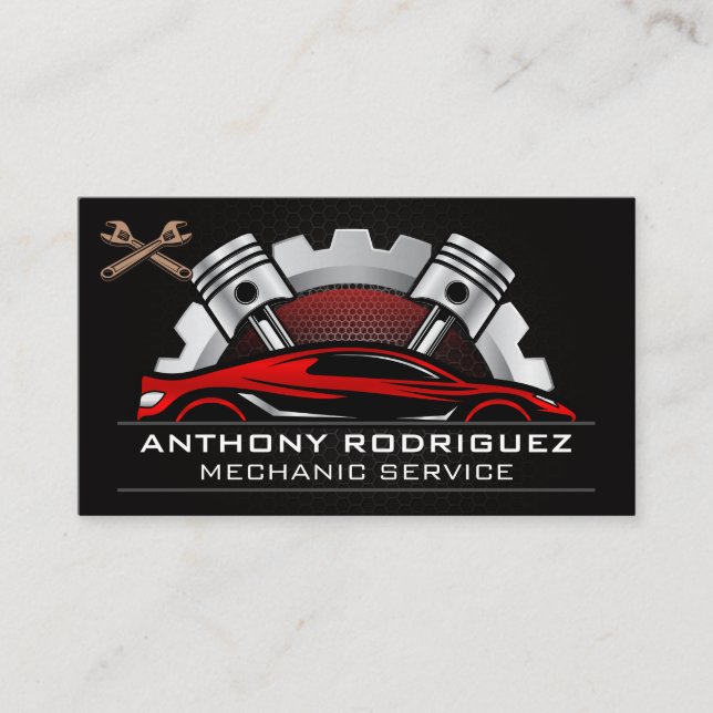 Auto Services | Carbon Metal | Wrenches Business Card (Front)