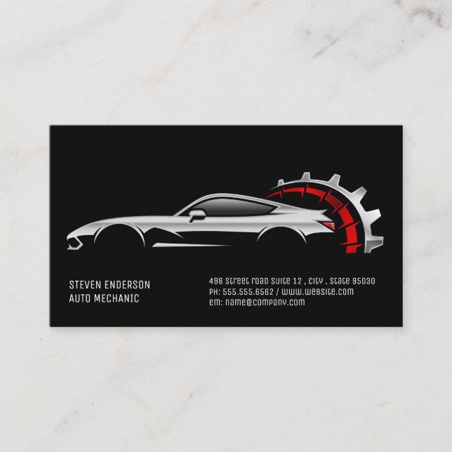 Auto Services | Mechanic Technician Business Card (Front)