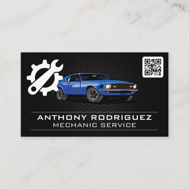 Auto Services | Wrench and Car Business Card (Front)