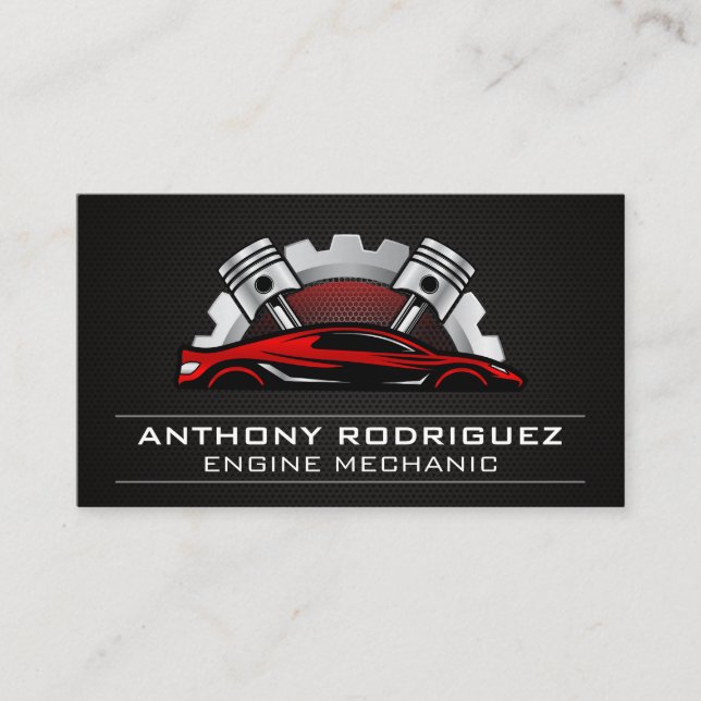 Auto Shop Mechanic | Red Sports Exotic Car Logo Business Card (Front)