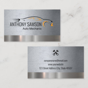 Auto Shop Metallic Grunge Business Card
