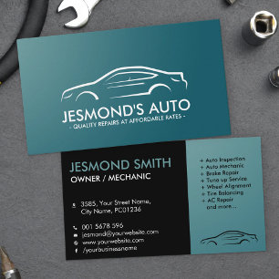 Auto Silhouette - Car Mechanic  Business Card
