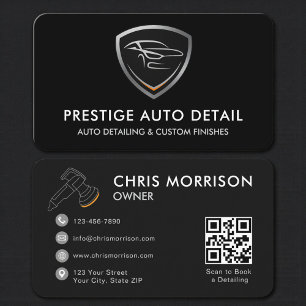 Auto Spa Car Detailing Cleaning QR Code Business Card