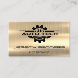 Auto Tech Wrenches Logo Gold Metal Business Card