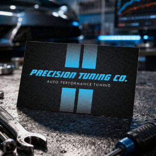 Auto Tuning Garage Racing Stripes Black/Blue Business Card