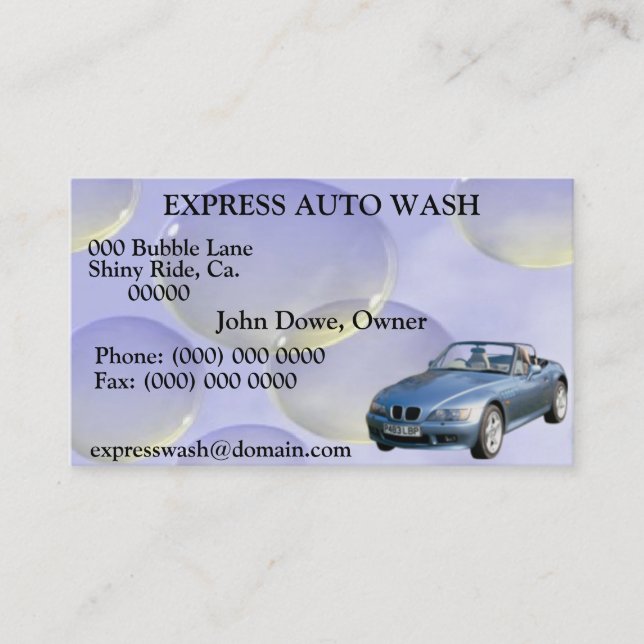Auto Wash Business Card (Front)