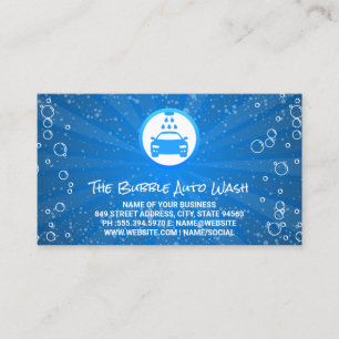 Auto Wash Logo Blue Soap Bubbles Business Card