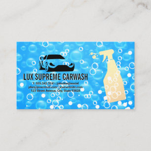 Auto Wash Logo Soap Bubbles Blue Business Card