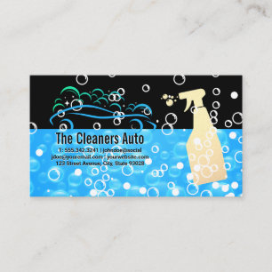 Auto Wash Logo Soap Bubbles Blue Business Card