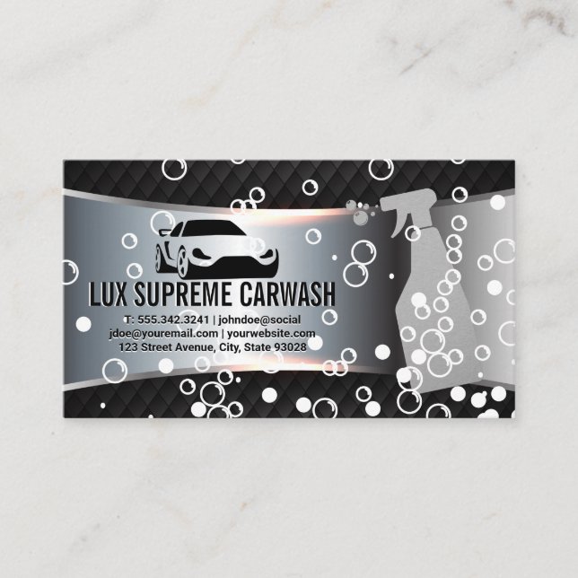 Auto Wash Logo | Soap Bubbles Business Card (Front)